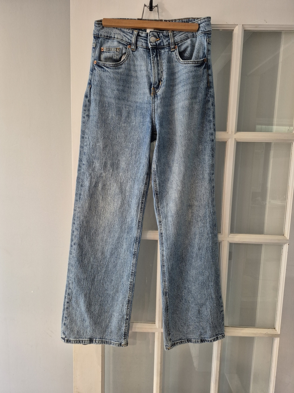 H&M Light Blue High Rise Wide Leg Straight Cut Denim Jeans Size 8 - Picture 11 of 11